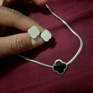 925 Alhambra silver necklace set